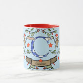 Schattigee Retro Christmas Monogram "C" met naam Mok (Midden)