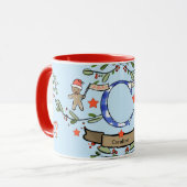 Schattigee Retro Christmas Monogram "C" met naam Mok (Voorkant links)