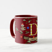 Schattigee Retro Christmas Monogram "D" met naam Mok (Voorkant links)