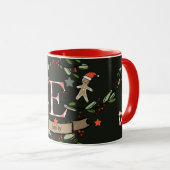 Schattigee Retro Christmas Monogram "E" met naam Mok (Voorkant rechts)