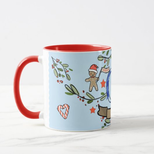 Schattigee Retro Christmas Monogram "G" met naam Mok (Links)