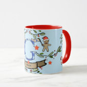 Schattigee Retro Christmas Monogram "G" met naam Mok (Voorkant rechts)