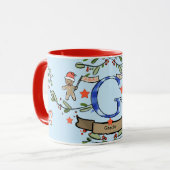 Schattigee Retro Christmas Monogram "G" met naam Mok (Voorkant links)