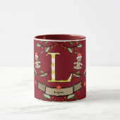Schattigee Retro Christmas Monogram "L" met naam Mok (Midden)