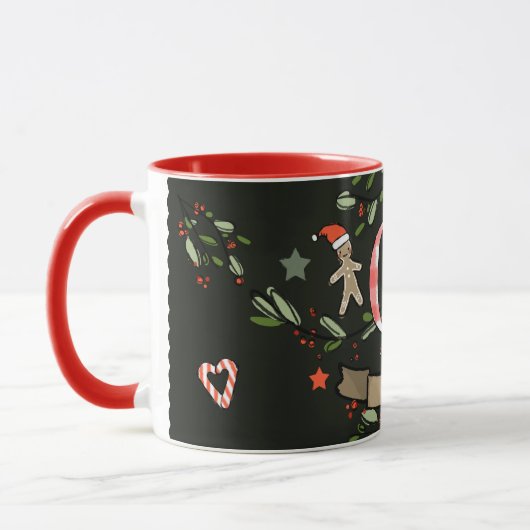 Schattigee Retro Christmas Monogram "Q" met naam Mok (Links)