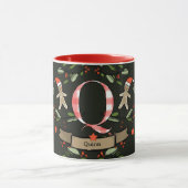 Schattigee Retro Christmas Monogram "Q" met naam Mok (Midden)