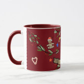 Schattigee Retro Christmas Monogram "T" met naam Mok (Links)