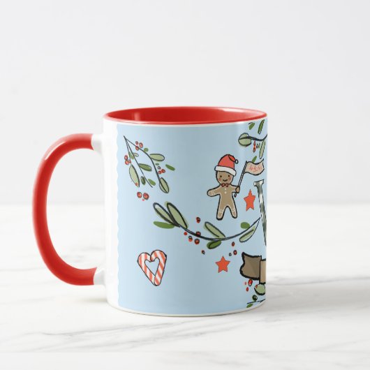 Schattigee Retro Christmas Monogram "W" met naam Mok (Links)