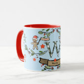 Schattigee Retro Christmas Monogram "W" met naam Mok (Voorkant links)