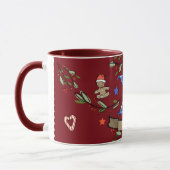Schattigee Retro Christmas Monogram "X" met naam Mok (Links)
