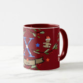 Schattigee Retro Christmas Monogram "X" met naam Mok (Voorkant rechts)
