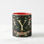 Schattigee Retro Christmas Monogram "Y" met naam Mok (Midden)