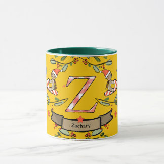 Schattigee Retro Christmas Monogram "Z" met naam Mok