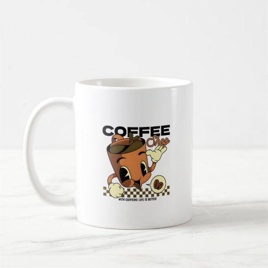 Schattigee Retro Coffee Cup Character – Koffiewink Koffiemok (Links)