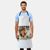 Schattigee Retro Coffee Cup Character – Koffiewink Schort (Gedragen)