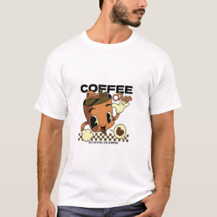Schattigee Retro Coffee Cup Character – Koffiewink T-shirt
