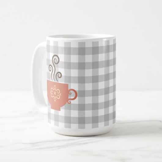 Schattigee Retro Cup op Buffalo Plaid Koffiemok (Voorkant links)