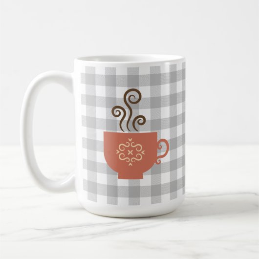 Schattigee Retro Cup op Buffalo Plaid Koffiemok (Links)