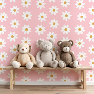 Schattigee Retro Daisies Bewerkbare Achtergrondkle Behang