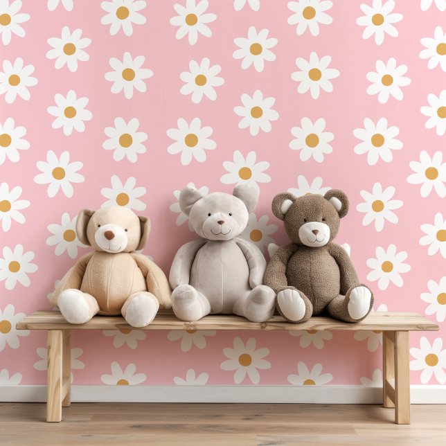 Schattigee Retro Daisies Bewerkbare Achtergrondkle Behang (Creator heeft geüpload)