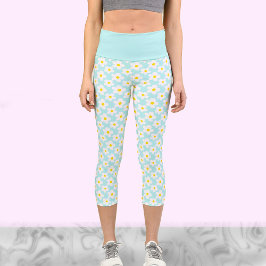 Schattigee Retro Daisies op Blauwgroen Workout leg
