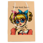 Schattigee retro dame tekst toevoegen medium cadeauzakje (Voorkant)