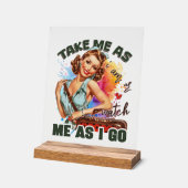 Schattigee retro dame woordkunst acryl bord (Hoek)