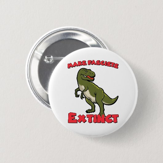Schattigee retro dinosaurus - maak fascisten uit ronde button 5,7 cm (Voorkant /achterkant)