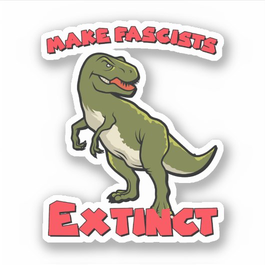 Schattigee retro dinosaurus - maak fascisten uit sticker (Voorkant)
