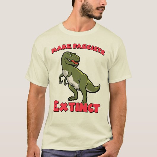 Schattigee retro dinosaurus - maak fascisten uit t-shirt (Voorkant)
