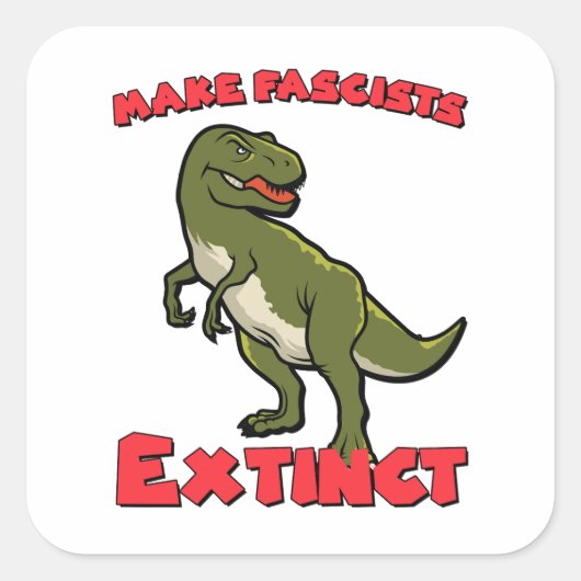 Schattigee retro dinosaurus - maak fascisten uit vierkante sticker (Voorkant)