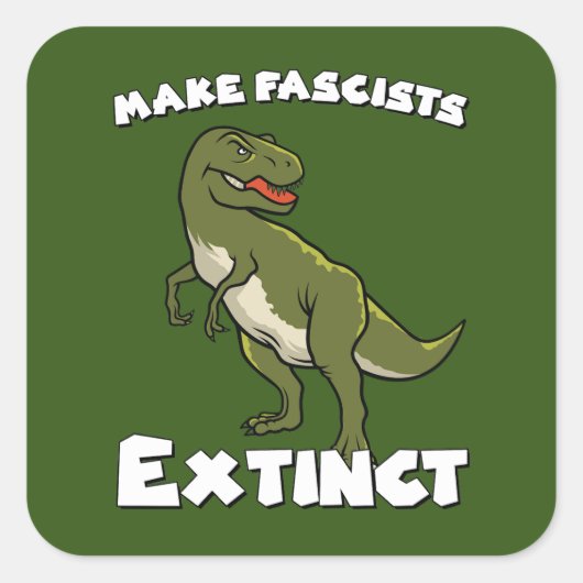Schattigee retro dinosaurus - maak fascisten uit vierkante sticker (Voorkant)