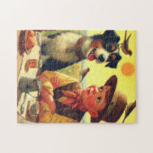 Schattigee Retro Dog en Kinderen Schilderen Legpuzzel (Horizontaal)