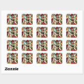 Schattigee Retro Dogs strips Vierkante Sticker (Vel)