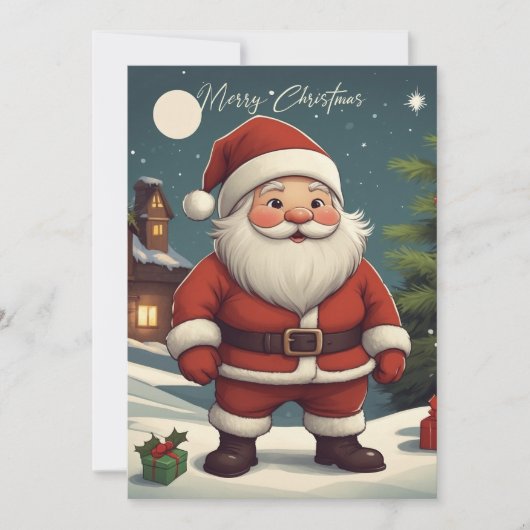 Schattigee Retro Dwarf Santa Christmas Holiday Kaa Feestdagenkaart (Voorkant)