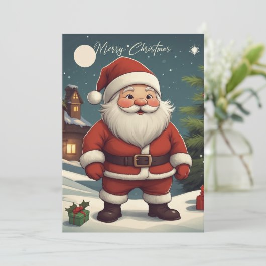 Schattigee Retro Dwarf Santa Christmas Holiday Kaa Feestdagenkaart (Staand voorkant)