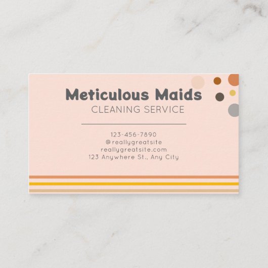 Schattigee Retro Elegent Cartoon Maid Cleaning Ser Visitekaartje (Achterkant)