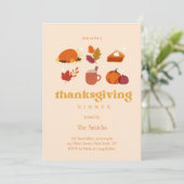 Schattigee retro esthetische chique Thanksgiving d Kaart (Staand voorkant)