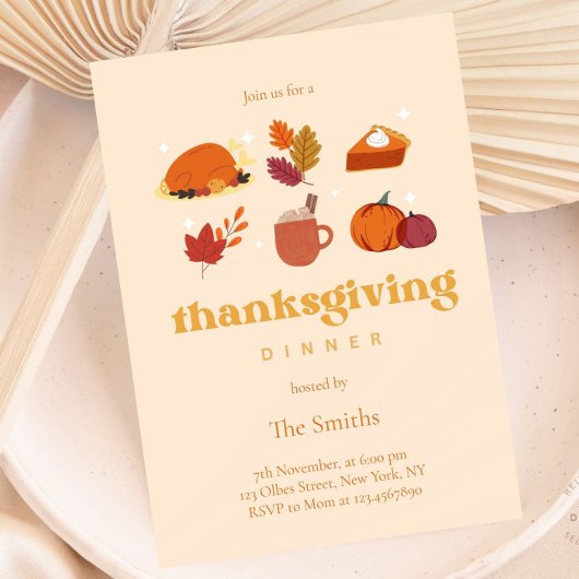 Schattigee retro esthetische chique Thanksgiving d Kaart