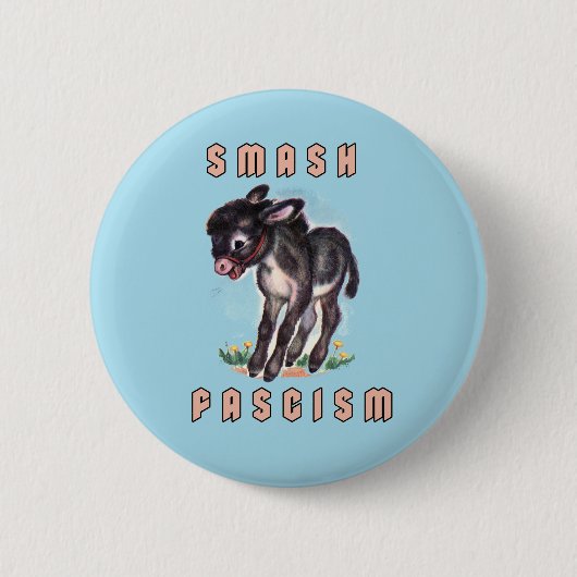 Schattigee retro ezel- smash fascisme ronde button 5,7 cm (Voorkant)