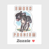 Schattigee retro ezel- smash fascisme sticker (Vel)