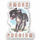 Schattigee retro ezel- smash fascisme sticker (Voorkant)