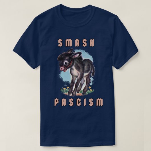 Schattigee retro ezel- smash fascisme t-shirt (Design voorkant)