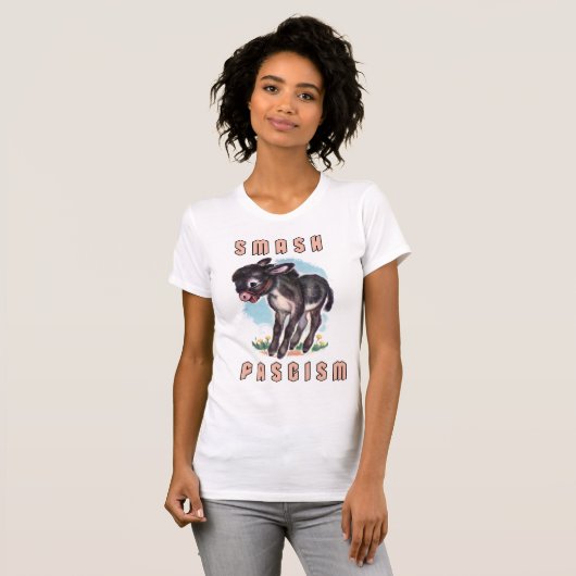 Schattigee retro ezel- smash fascisme t-shirt (Voorkant volledig)