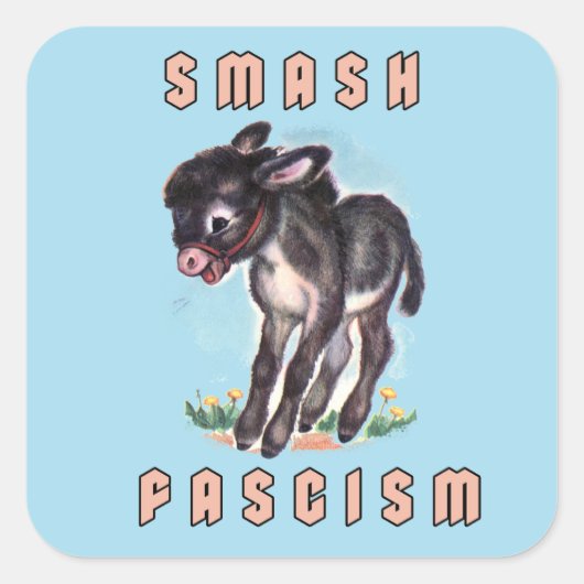 Schattigee retro ezel- smash fascisme vierkante sticker (Voorkant)