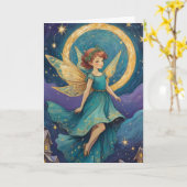 Schattigee Retro Fairy Sterrennacht Vakantie Kaart (Gele Bloem)