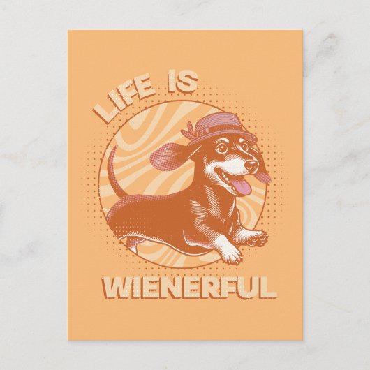 Schattigee Retro Fedora Dachshund 'Het leven is we Briefkaart (Voorkant)