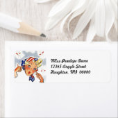 Schattigee Retro Fire-Cracker Lady Retouradreslabe Etiket (Insitu)