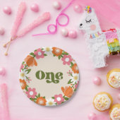 Schattigee Retro Floral One | Eerste verjaardag va Papieren Bordje (Feest)
