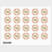 Schattigee Retro Floral One | Eerste verjaardag va Ronde Sticker (Vel)